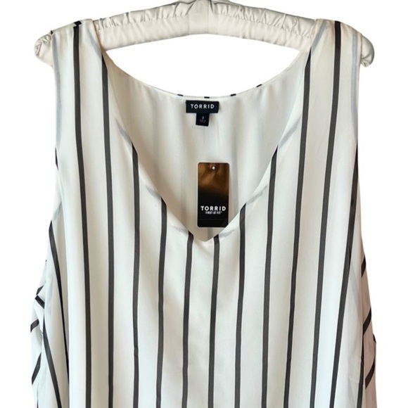 Torrid New Tank Striped Georgette Double Layer Swing Top Off White Black 3X NWT - Picture 14 of 14